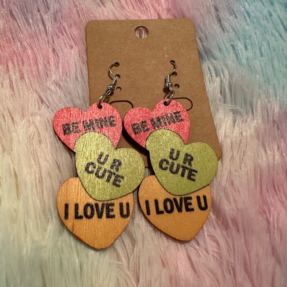 Heart 3 tiered earrings